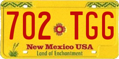 NM license plate 702TGG