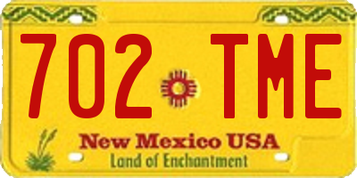 NM license plate 702TME