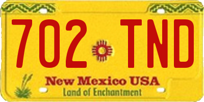 NM license plate 702TND