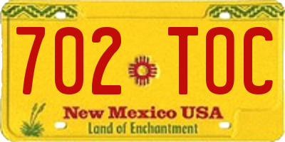NM license plate 702TOC