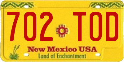 NM license plate 702TOD