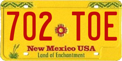 NM license plate 702TOE