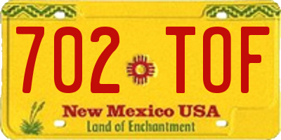 NM license plate 702TOF