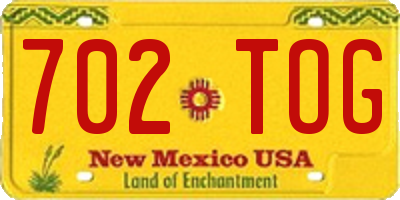 NM license plate 702TOG