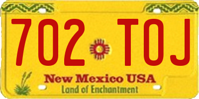 NM license plate 702TOJ