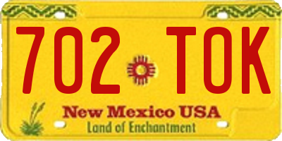 NM license plate 702TOK