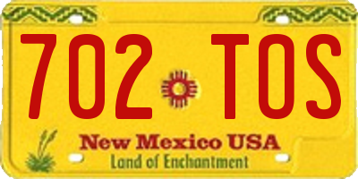 NM license plate 702TOS