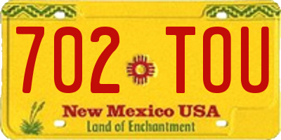 NM license plate 702TOU