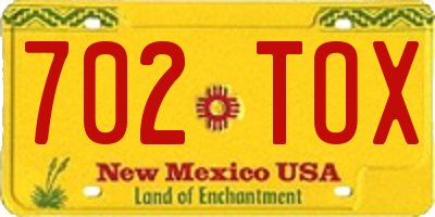 NM license plate 702TOX