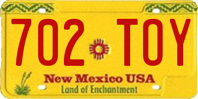 NM license plate 702TOY