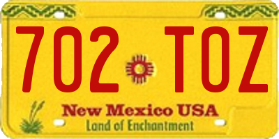NM license plate 702TOZ