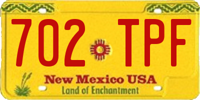 NM license plate 702TPF