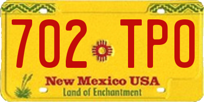 NM license plate 702TPO