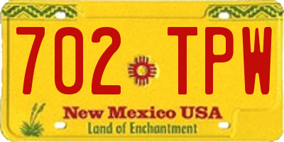 NM license plate 702TPW