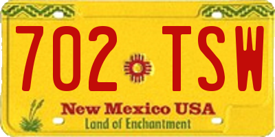 NM license plate 702TSW