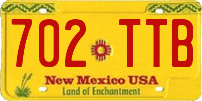 NM license plate 702TTB