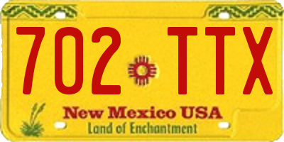 NM license plate 702TTX