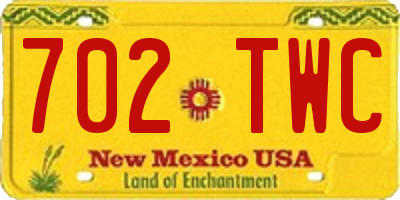 NM license plate 702TWC