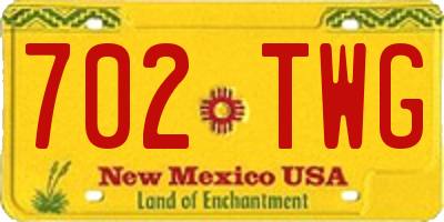 NM license plate 702TWG