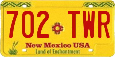NM license plate 702TWR
