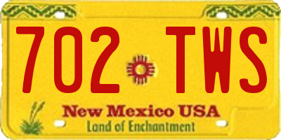 NM license plate 702TWS