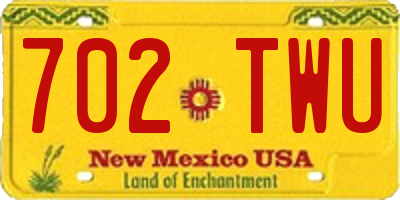 NM license plate 702TWU