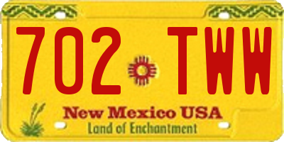 NM license plate 702TWW