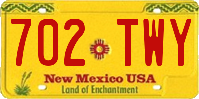NM license plate 702TWY