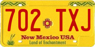 NM license plate 702TXJ