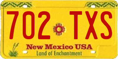 NM license plate 702TXS