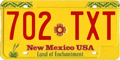 NM license plate 702TXT