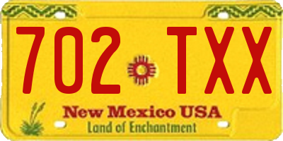 NM license plate 702TXX