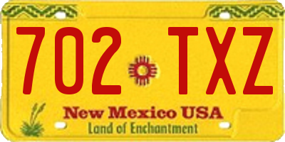 NM license plate 702TXZ