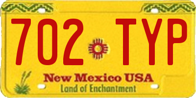 NM license plate 702TYP