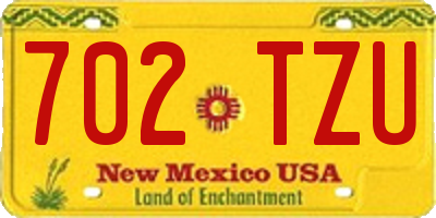 NM license plate 702TZU