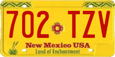 NM license plate 702TZV