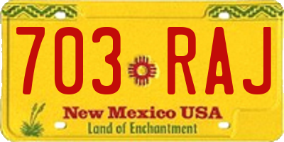 NM license plate 703RAJ