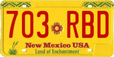 NM license plate 703RBD