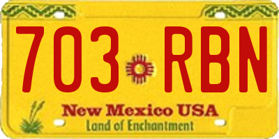 NM license plate 703RBN