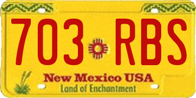 NM license plate 703RBS