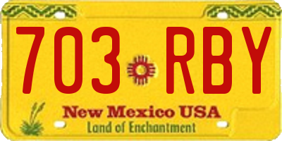 NM license plate 703RBY