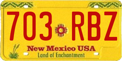 NM license plate 703RBZ