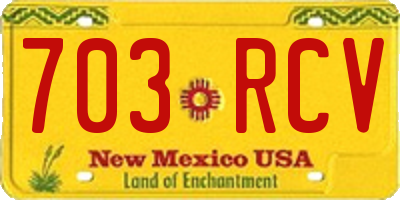 NM license plate 703RCV
