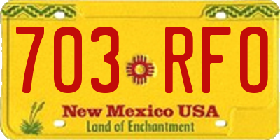 NM license plate 703RFO