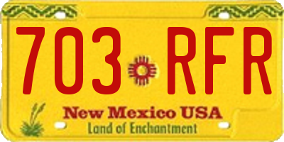 NM license plate 703RFR