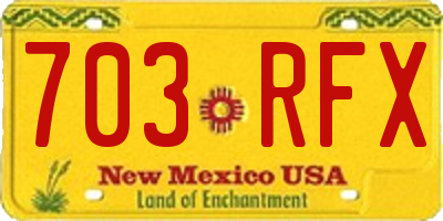 NM license plate 703RFX