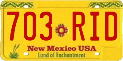 NM license plate 703RID