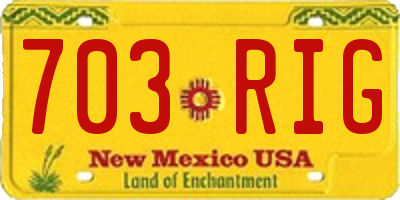 NM license plate 703RIG