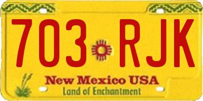 NM license plate 703RJK