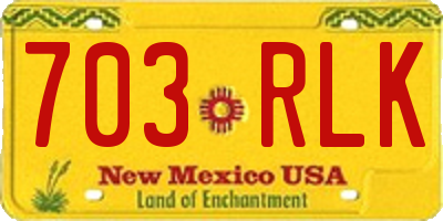NM license plate 703RLK